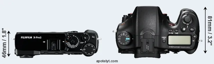 Compare X-Pro2 versus A77 top