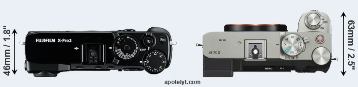 Compare X-Pro2 versus A7C II top