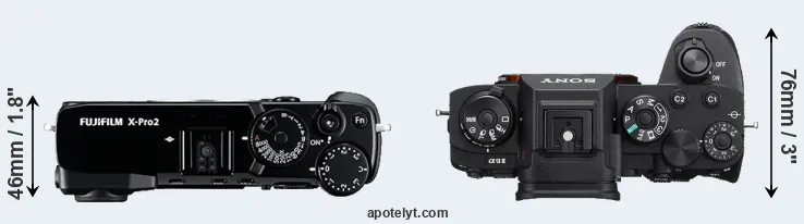 Compare X-Pro2 versus A9 II top