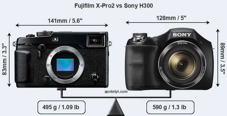 Size Fujifilm X-Pro2 vs Sony H300