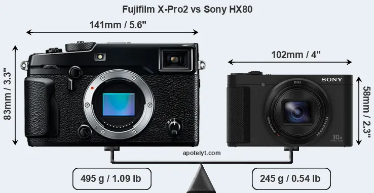 Size Fujifilm X-Pro2 vs Sony HX80