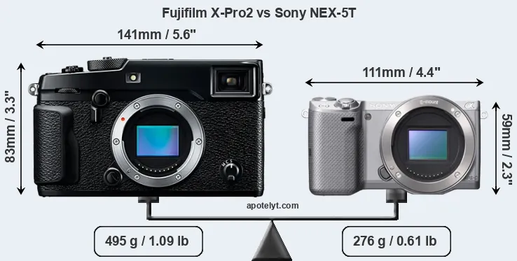 Size Fujifilm X-Pro2 vs Sony NEX-5T