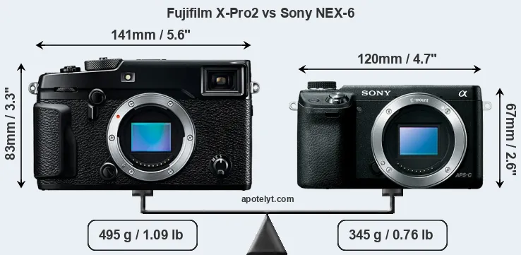 Size Fujifilm X-Pro2 vs Sony NEX-6