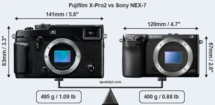Size Fujifilm X-Pro2 vs Sony NEX-7