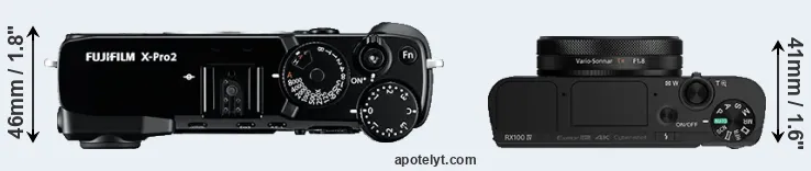 Compare X-Pro2 versus RX100 IV top