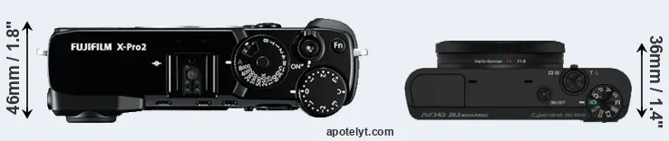 Compare X-Pro2 versus RX100 top