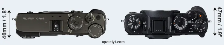 Compare X-Pro3 versus X-T1 top