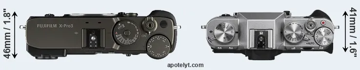 Compare X-Pro3 versus X-T10 top