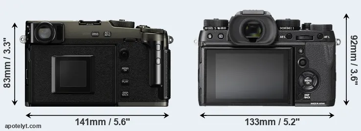 Comparison X-Pro3 or X-T2 rear