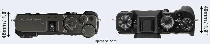 Compare X-Pro3 versus X-T2 top