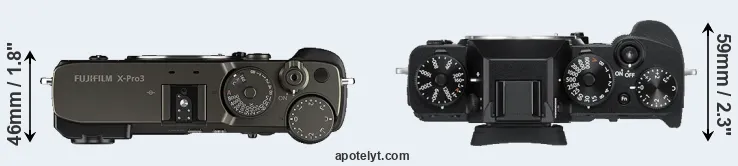 Compare X-Pro3 versus X-T3 top