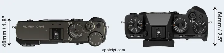 Compare X-Pro3 versus X-T5 top