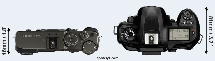 Compare X-Pro3 versus D100 top