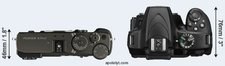 Compare X-Pro3 versus D3400 top