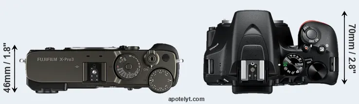 Compare X-Pro3 versus D3500 top