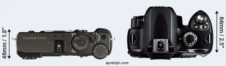 Compare X-Pro3 versus D40 top