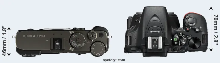 Compare X-Pro3 versus D5500 top