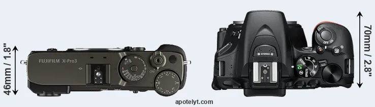 Compare X-Pro3 versus D5600 top