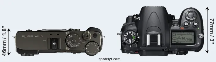 Compare X-Pro3 versus D7000 top