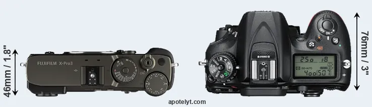 Compare X-Pro3 versus D7200 top