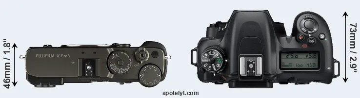 Compare X-Pro3 versus D7500 top