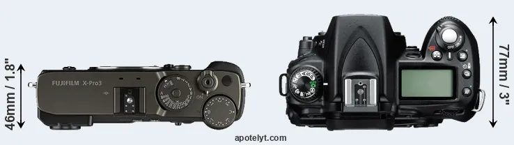 Compare X-Pro3 versus D90 top