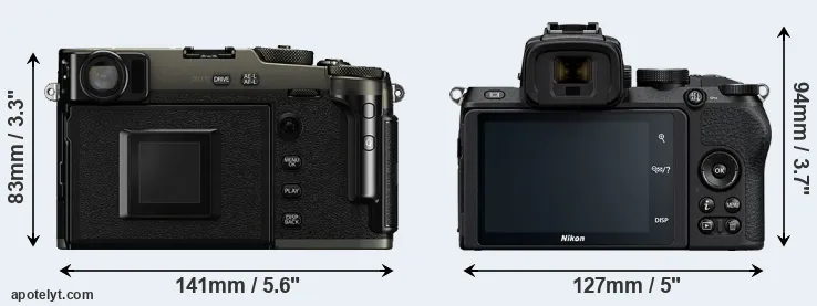 Comparison X-Pro3 or Z50 rear