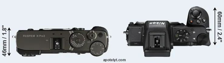 Compare X-Pro3 versus Z50 top