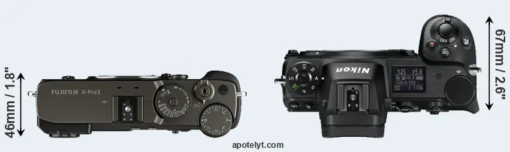 Compare X-Pro3 versus Z6 top
