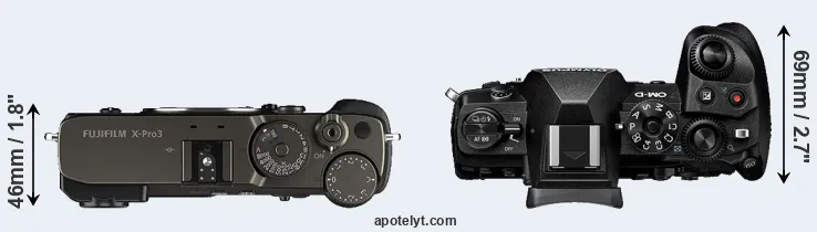 Compare X-Pro3 versus E-M1 III top