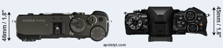 Compare X-Pro3 versus E-M5 II top
