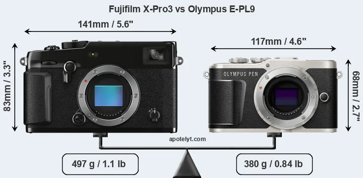 Size Fujifilm X-Pro3 vs Olympus E-PL9