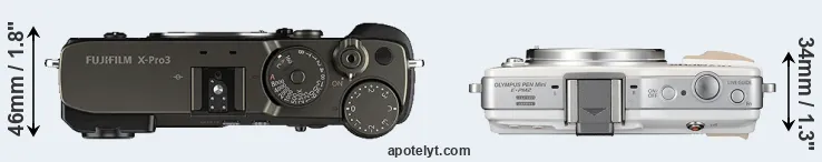 Compare X-Pro3 versus E-PM2 top