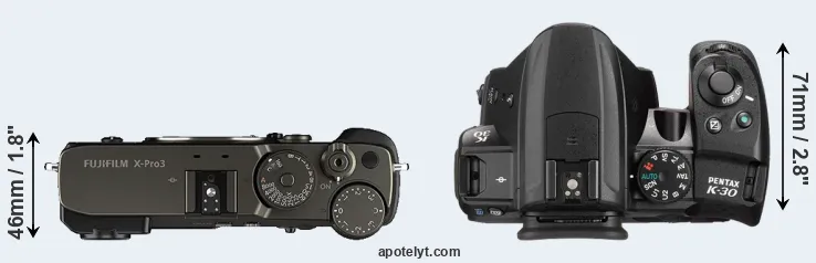 Compare X-Pro3 versus K-30 top