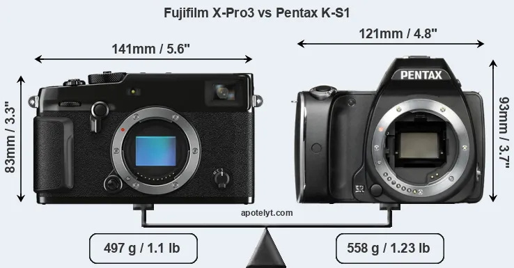 Size Fujifilm X-Pro3 vs Pentax K-S1