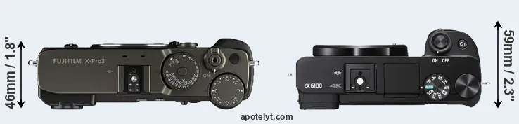 Compare X-Pro3 versus A6100 top