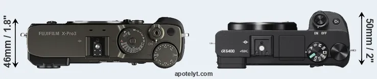 Compare X-Pro3 versus A6400 top