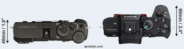 Compare X-Pro3 versus A7 II top