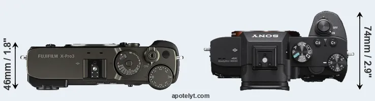 Compare X-Pro3 versus A7 III top