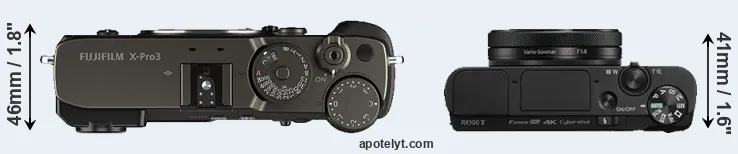 Compare X-Pro3 versus RX100 V top