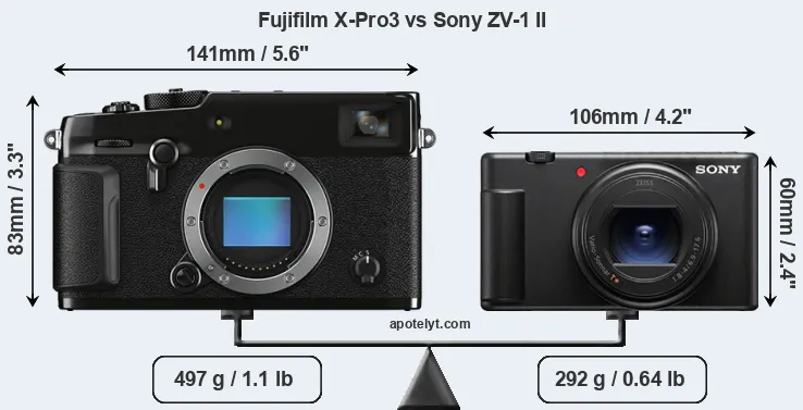 Size Fujifilm X-Pro3 vs Sony ZV-1 II
