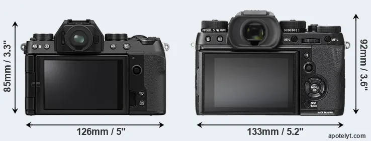 Comparison X-S10 or X-T2 rear