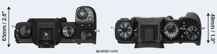 Compare X-S10 versus X-T2 top