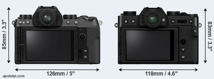 Comparison X-S10 or X-T30 II rear