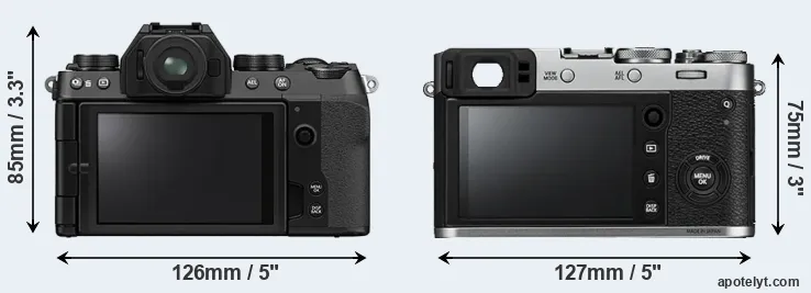 Comparison X-S10 or X100F rear