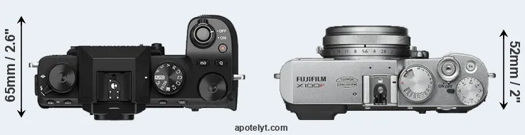 Compare X-S10 versus X100F top