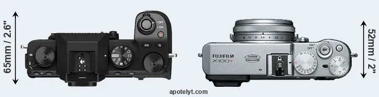 Compare X-S10 versus X100T top