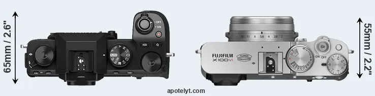 Compare X-S10 versus X100VI top