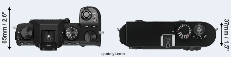 Compare X-S10 versus M9 top