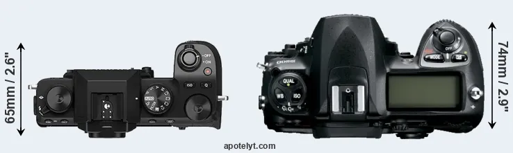 Compare X-S10 versus D200 top